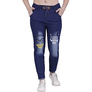 denim printed joggers