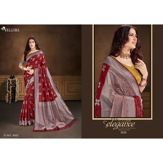 Sharda Creation Red  Silver Banarasi Silk Saree - Sarees | Buy online on ZillyBuy