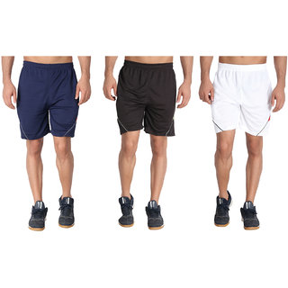 MRD SPORTS  YOGA SHORTS COMBO WITH ZIPPER POCKETS (FREE SIZE WAIST 28 to 34 INCH) (PACK of 3)