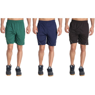 MRD SPORTS  YOGA SHORTS COMBO WITH ZIPPER POCKETS (FREE SIZE WAIST 28 to 34 INCH) (PACK of 3)