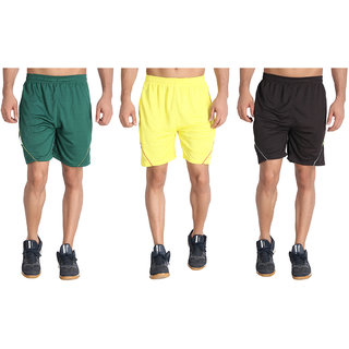 MRD SPORTS  YOGA SHORTS COMBO WITH ZIPPER POCKETS (FREE SIZE WAIST 28 to 34 INCH) (PACK of 3)