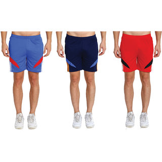 MRD UNISEX RUNNING  SPORTS SHORTS COMBO WITH ZIPPER POCKETS (FREE SIZE WAIST 28 to 34 INCH) (PACK of 3)