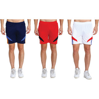 MRD UNISEX RUNNING  SPORTS SHORTS COMBO WITH ZIPPER POCKETS (FREE SIZE WAIST 28 to 34 INCH) (PACK of 3)