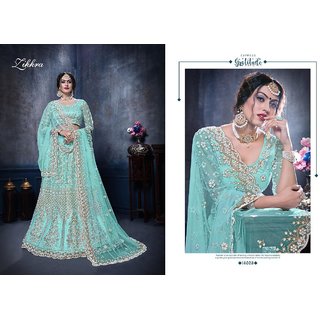 Sharda Creation Multicolor Embroidered Semi Stitched Lehenga