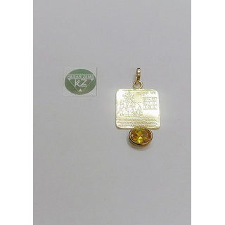 KEASR ZEMS Shri Yantra Pendant-Guru With Yellow Colore Stone for Unisex(3.5x2.5x0.5)Golden - Handbags | Buy online on ZillyBuy