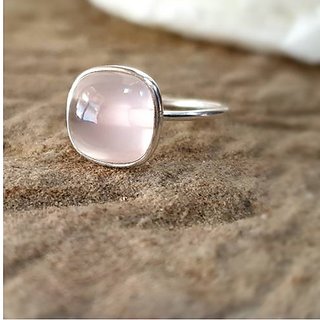 100% Natural 7.25 carat rose quartz Silver Ring by JAIPUR GEMSTONE
