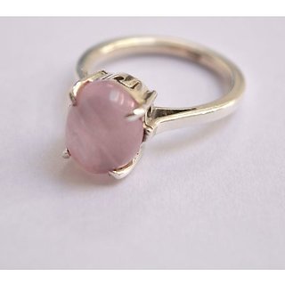 rose quartz Ring 6.5 carat silver ring by JAIPUR GEMSTONE