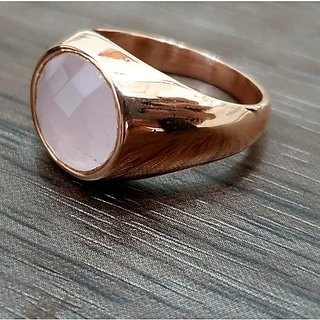 6.25 ratti natural rose quartz  Stone pure Gold plated Ring for unisex by JAIPUR GEMSTONE