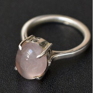 rose quartz Silver Ring 6.5 ratti by JAIPUR GEMSTONE