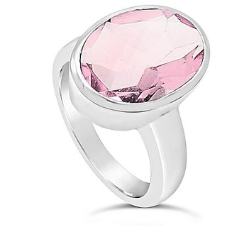 rose quartz Ring 7 Carat natural and Gemstone Silver Ring by JAIPUR GEMSTONE