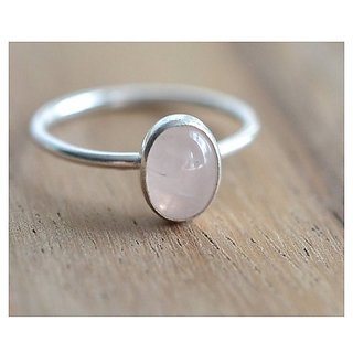 Ring 7.25 ratti Natural rose quartz Silver Ring by JAIPUR GEMSTONE