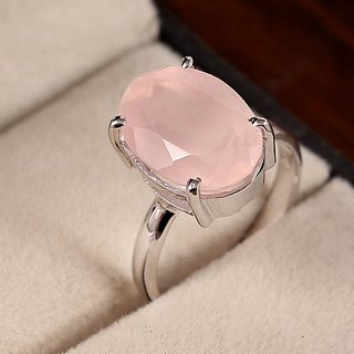 rose quartz Ring 6.5 ratti Stone Silver for Men and Women by JAIPUR GEMSTONE