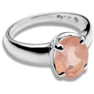 rose quartz Stone 7 Ratti Lab Certified Punchdhatu Silver Ring by JAIPUR GEMSTONE