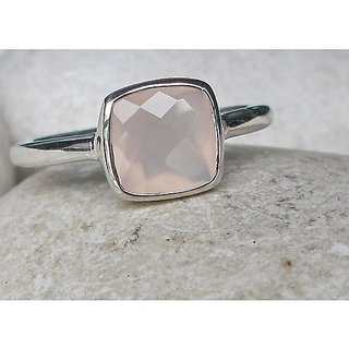 7.25 Ratti rose quartz Ring with Natural Silver rose quartz  Stone by JAIPUR GEMSTONE