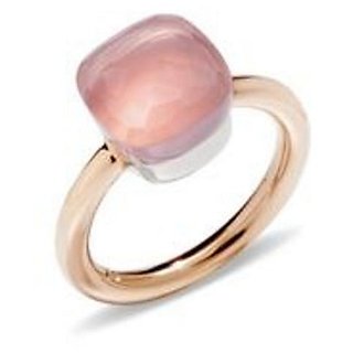 Natural rose quartz stone 7 ratti gold plated ring by JAIPUR GEMSTONE