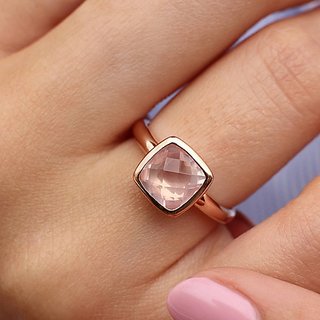 Natural rose quartz Stone 7 Ratti Gemstone gold plated Ring Original Lab Certified by JAIPUR GEMSTONE