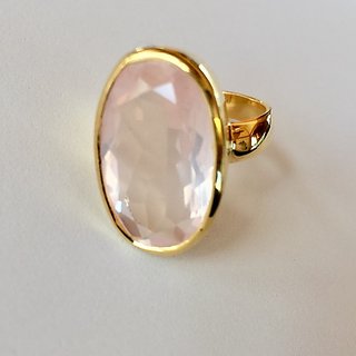 7 Ratti Natural Certified rose quartz Gemstone Panchdhatu gold plated Ring by JAIPUR GEMSTONE