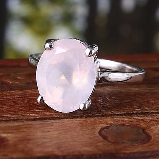 6.5 Ratti Lab Certified Stone 100% Original rose quartz Silver Ring for unisex by JAIPUR GEMSTONE