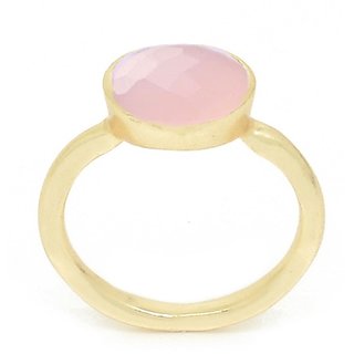 7 Carat Original Created Certified rose quartz gold plated Ring for Men & Womenby JAIPUR GEMSTONE