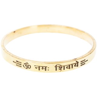 KESAR ZEMS Gold Plated OM NAMAH SHIVAY Kada For Unisex (Size2.6 Inche) Golden.