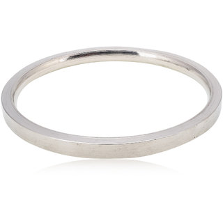 KESAR ZEMS White Stainless Steel Kada Bracelet for Men -A (Size2.6 Inch)