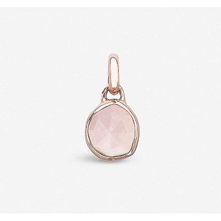 rose quartz Pendant Natural Unheated Stone 5.5 Carat Gold Plated Pendant Without chainBy Jaipur Gemstone