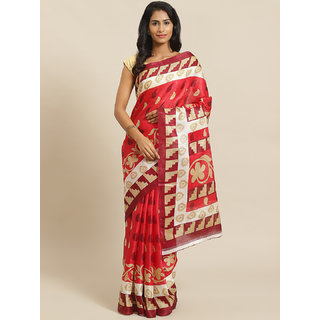 Sharda Creation Maroon Printed Saree - Sarees | Buy online on ZillyBuy