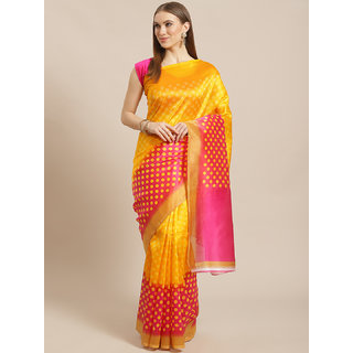 Sharda Creation Yellow And Pink Mysore Silk Saree - Sarees | Buy online on ZillyBuy