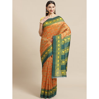 Sharda Creation Orange And Green Mysore Silk Saree - Sarees | Buy online on ZillyBuy