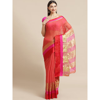 Sharda Creation Red And Pink Embellished Saree - Sarees | Buy online on ZillyBuy