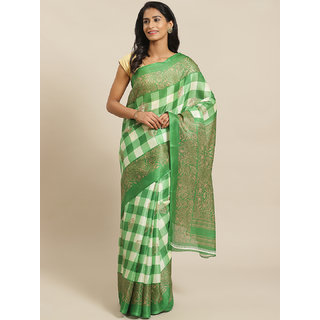Sharda Creation Green Block Printed Saree - Sarees | Buy online on ZillyBuy