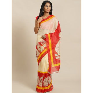 Sharda Creation Chicku And Red Animal Print Saree - Sarees | Buy online on ZillyBuy