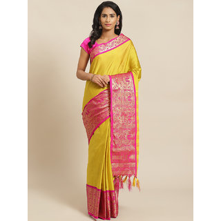 Sharda Creation Yellow And Pink Embellished Saree - Sarees | Buy online on ZillyBuy