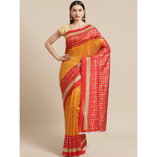 Sharda Creation Yellow And Red Mysore silk saree - Sarees | Buy online on ZillyBuy