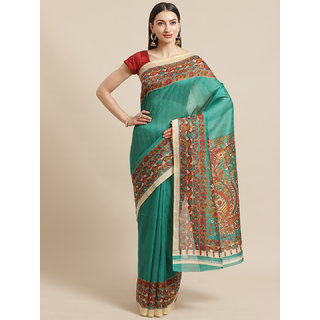 Sharda Creation Green Animal Print Saree - Sarees | Buy online on ZillyBuy