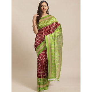 Sharda Creation Maroon And Green Bandhani Print Saree - Sarees | Buy online on ZillyBuy