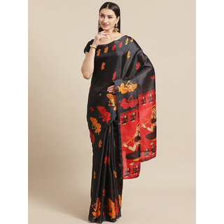 Sharda Creation Black and Red Printed Saree - Sarees | Buy online on ZillyBuy