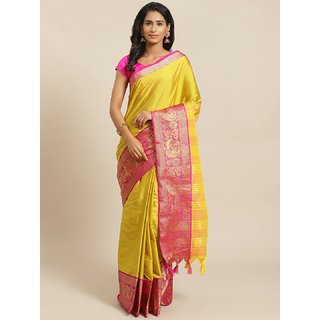 Sharda Creation Yellow And Pink Embellished Saree - Sarees | Buy online on ZillyBuy