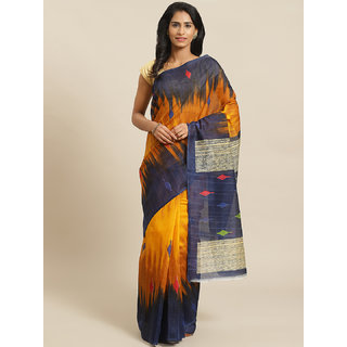 Sharda Creation Yellow And Blue Printed saree - Sarees | Buy online on ZillyBuy