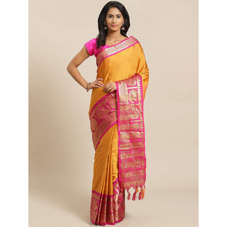 Sharda Creation Mustard And Pink Embellished Saree - Sarees | Buy online on ZillyBuy