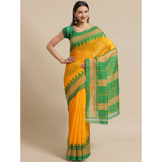 Sharda Creation Yellow And Green Printed saree - Sarees | Buy online on ZillyBuy