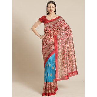 Sharda Creation Red And Rama Mysore Silk Printed Saree - Sarees | Buy online on ZillyBuy