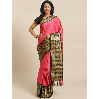 Sharda Creation Pink And Black Embellished saree - Sarees | Buy online on ZillyBuy