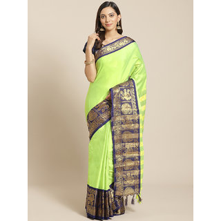 Sharda Creation Green And Blue Embellished Saree - Sarees | Buy online on ZillyBuy