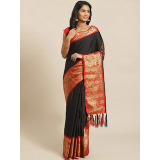 Sharda Creation Black And Red Embellished Saree - Sarees | Buy online on ZillyBuy
