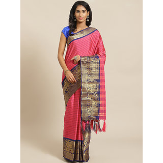 Sharda Creation Pink And Blue Embellished Saree - Sarees | Buy online on ZillyBuy