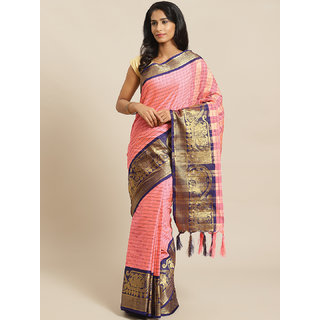 Sharda Creation Baby Pink And Blue Embellished Saree - Sarees | Buy online on ZillyBuy