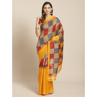 Sharda Creation Multicolour Checks Printed Mysore Silk Saree - Sarees | Buy online on ZillyBuy