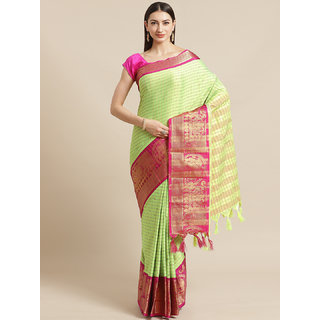 Sharda Creation Green And Pink Embellished saree - Sarees | Buy online on ZillyBuy