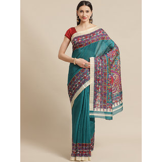 Sharda Creation Green Animal Print Saree - Sarees | Buy online on ZillyBuy